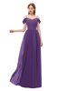 ColsBM Taylor Dark Purple Bridesmaid Dresses A-line Off The Shoulder Short Sleeve Zipper Floor Length Simple