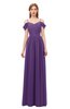 ColsBM Taylor Dark Purple Bridesmaid Dresses A-line Off The Shoulder Short Sleeve Zipper Floor Length Simple