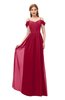 ColsBM Taylor Dark Red Bridesmaid Dresses A-line Off The Shoulder Short Sleeve Zipper Floor Length Simple