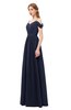 ColsBM Taylor Dark Sapphire Bridesmaid Dresses A-line Off The Shoulder Short Sleeve Zipper Floor Length Simple
