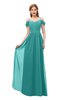 ColsBM Taylor Emerald Green Bridesmaid Dresses A-line Off The Shoulder Short Sleeve Zipper Floor Length Simple