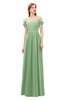 ColsBM Taylor Fair Green Bridesmaid Dresses A-line Off The Shoulder Short Sleeve Zipper Floor Length Simple