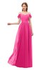 ColsBM Taylor Fandango Pink Bridesmaid Dresses A-line Off The Shoulder Short Sleeve Zipper Floor Length Simple