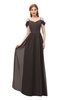 ColsBM Taylor Fudge Brown Bridesmaid Dresses A-line Off The Shoulder Short Sleeve Zipper Floor Length Simple