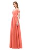 ColsBM Taylor Fusion Coral Bridesmaid Dresses A-line Off The Shoulder Short Sleeve Zipper Floor Length Simple