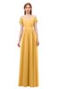 ColsBM Taylor Golden Cream Bridesmaid Dresses A-line Off The Shoulder Short Sleeve Zipper Floor Length Simple