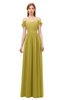 ColsBM Taylor Golden Olive Bridesmaid Dresses A-line Off The Shoulder Short Sleeve Zipper Floor Length Simple
