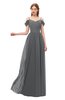 ColsBM Taylor Grey Bridesmaid Dresses A-line Off The Shoulder Short Sleeve Zipper Floor Length Simple