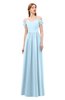 ColsBM Taylor Ice Blue Bridesmaid Dresses A-line Off The Shoulder Short Sleeve Zipper Floor Length Simple