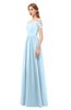 ColsBM Taylor Ice Blue Bridesmaid Dresses A-line Off The Shoulder Short Sleeve Zipper Floor Length Simple
