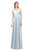 ColsBM Taylor Illusion Blue Bridesmaid Dresses A-line Off The Shoulder Short Sleeve Zipper Floor Length Simple