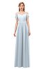 ColsBM Taylor Illusion Blue Bridesmaid Dresses A-line Off The Shoulder Short Sleeve Zipper Floor Length Simple