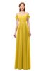 ColsBM Taylor Lemon Curry Bridesmaid Dresses A-line Off The Shoulder Short Sleeve Zipper Floor Length Simple