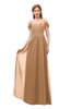 ColsBM Taylor Light Brown Bridesmaid Dresses A-line Off The Shoulder Short Sleeve Zipper Floor Length Simple