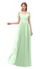 ColsBM Taylor Light Green Bridesmaid Dresses A-line Off The Shoulder Short Sleeve Zipper Floor Length Simple