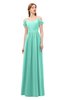 ColsBM Taylor Mint Green Bridesmaid Dresses A-line Off The Shoulder Short Sleeve Zipper Floor Length Simple
