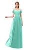 ColsBM Taylor Mint Green Bridesmaid Dresses A-line Off The Shoulder Short Sleeve Zipper Floor Length Simple
