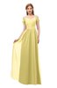 ColsBM Taylor Misted Yellow Bridesmaid Dresses A-line Off The Shoulder Short Sleeve Zipper Floor Length Simple