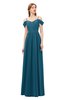 ColsBM Taylor Moroccan Blue Bridesmaid Dresses A-line Off The Shoulder Short Sleeve Zipper Floor Length Simple