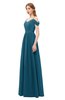 ColsBM Taylor Moroccan Blue Bridesmaid Dresses A-line Off The Shoulder Short Sleeve Zipper Floor Length Simple
