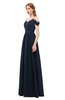 ColsBM Taylor Navy Blue Bridesmaid Dresses A-line Off The Shoulder Short Sleeve Zipper Floor Length Simple