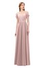 ColsBM Taylor Nectar Pink Bridesmaid Dresses A-line Off The Shoulder Short Sleeve Zipper Floor Length Simple