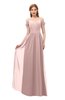 ColsBM Taylor Nectar Pink Bridesmaid Dresses A-line Off The Shoulder Short Sleeve Zipper Floor Length Simple