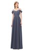 ColsBM Taylor Nightshadow Blue Bridesmaid Dresses A-line Off The Shoulder Short Sleeve Zipper Floor Length Simple