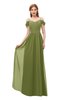 ColsBM Taylor Olive Green Bridesmaid Dresses A-line Off The Shoulder Short Sleeve Zipper Floor Length Simple