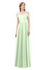 ColsBM Taylor Pale Green Bridesmaid Dresses A-line Off The Shoulder Short Sleeve Zipper Floor Length Simple