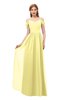 ColsBM Taylor Pastel Yellow Bridesmaid Dresses A-line Off The Shoulder Short Sleeve Zipper Floor Length Simple