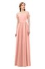 ColsBM Taylor Peach Bridesmaid Dresses A-line Off The Shoulder Short Sleeve Zipper Floor Length Simple