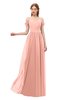 ColsBM Taylor Peach Bridesmaid Dresses A-line Off The Shoulder Short Sleeve Zipper Floor Length Simple