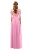 ColsBM Taylor Pink Bridesmaid Dresses A-line Off The Shoulder Short Sleeve Zipper Floor Length Simple