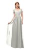 ColsBM Taylor Platinum Bridesmaid Dresses A-line Off The Shoulder Short Sleeve Zipper Floor Length Simple
