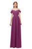 ColsBM Taylor Raspberry Bridesmaid Dresses A-line Off The Shoulder Short Sleeve Zipper Floor Length Simple