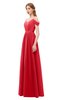 ColsBM Taylor Red Bridesmaid Dresses A-line Off The Shoulder Short Sleeve Zipper Floor Length Simple