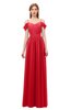 ColsBM Taylor Red Bridesmaid Dresses A-line Off The Shoulder Short Sleeve Zipper Floor Length Simple