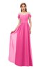 ColsBM Taylor Rose Pink Bridesmaid Dresses A-line Off The Shoulder Short Sleeve Zipper Floor Length Simple