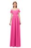 ColsBM Taylor Rose Pink Bridesmaid Dresses A-line Off The Shoulder Short Sleeve Zipper Floor Length Simple