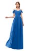 ColsBM Taylor Royal Blue Bridesmaid Dresses A-line Off The Shoulder Short Sleeve Zipper Floor Length Simple