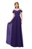 ColsBM Taylor Royal Purple Bridesmaid Dresses A-line Off The Shoulder Short Sleeve Zipper Floor Length Simple