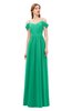 ColsBM Taylor Sea Green Bridesmaid Dresses A-line Off The Shoulder Short Sleeve Zipper Floor Length Simple