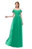 ColsBM Taylor Sea Green Bridesmaid Dresses A-line Off The Shoulder Short Sleeve Zipper Floor Length Simple