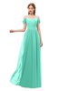 ColsBM Taylor Seafoam Green Bridesmaid Dresses A-line Off The Shoulder Short Sleeve Zipper Floor Length Simple