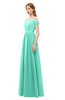 ColsBM Taylor Seafoam Green Bridesmaid Dresses A-line Off The Shoulder Short Sleeve Zipper Floor Length Simple