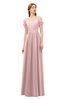 ColsBM Taylor Silver Pink Bridesmaid Dresses A-line Off The Shoulder Short Sleeve Zipper Floor Length Simple