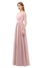 ColsBM Taylor Silver Pink Bridesmaid Dresses A-line Off The Shoulder Short Sleeve Zipper Floor Length Simple