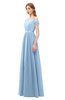 ColsBM Taylor Sky Blue Bridesmaid Dresses A-line Off The Shoulder Short Sleeve Zipper Floor Length Simple