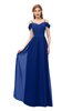 ColsBM Taylor Sodalite Blue Bridesmaid Dresses A-line Off The Shoulder Short Sleeve Zipper Floor Length Simple